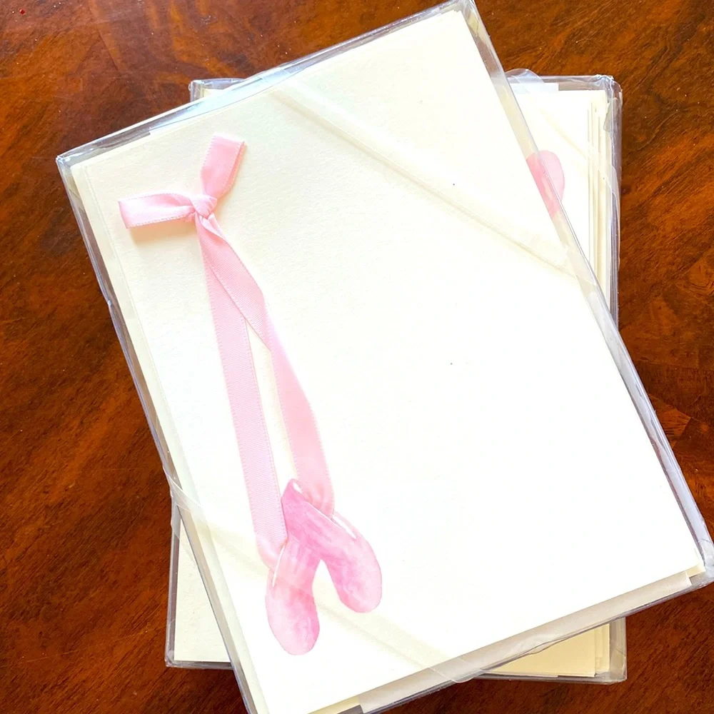 Ballet Pointe Shoes Invitations Announcements 2 sets 10 with envelopes ribbon